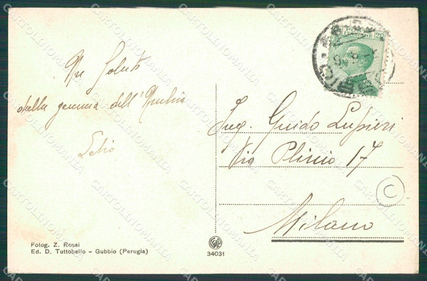 Perugia Gubbio cartolina QZ3132 – retro
