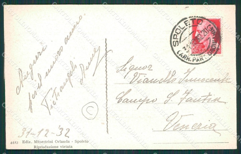 Perugia Spoleto cartolina QZ3171 – retro