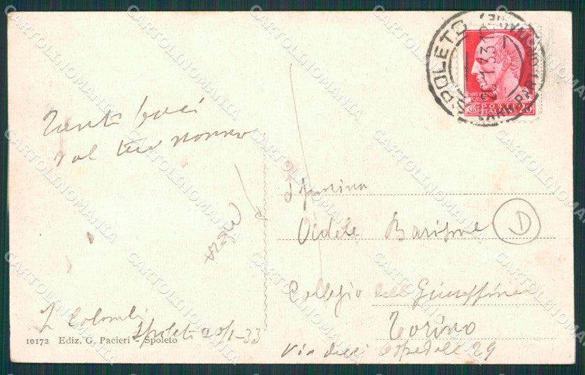 Perugia Spoleto PIEGA cartolina QZ3179 – retro