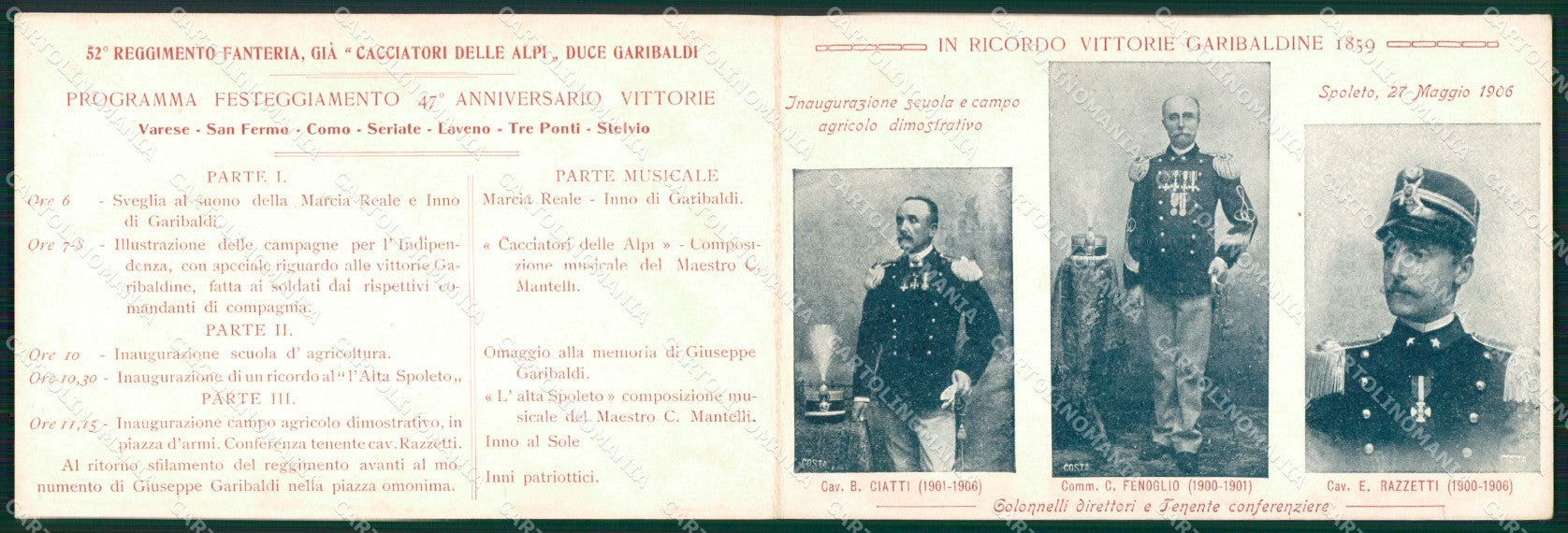 Perugia Spoleto Garibaldi Militari Doppia cartolina QZ3195 – fronte