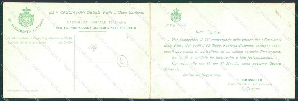 Perugia Spoleto Garibaldi Militari Doppia cartolina QZ3195 – retro