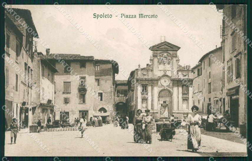 Perugia Spoleto Mercato PIEGHINE cartolina QZ3196 – fronte