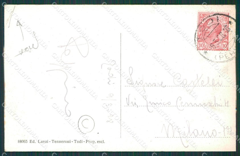 Perugia Todi PIEGA cartolina QZ3218 – retro