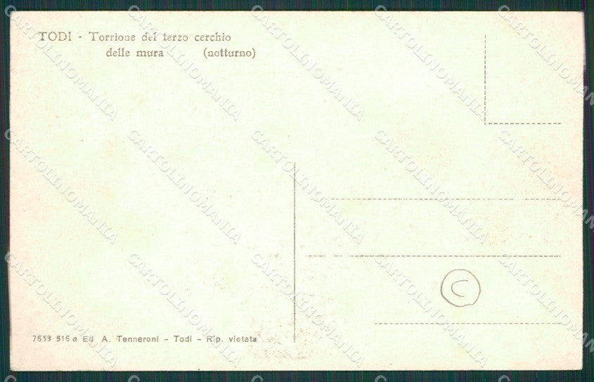 Perugia Todi Chiaro di Luna PIEGHINA cartolina QZ3221 – retro