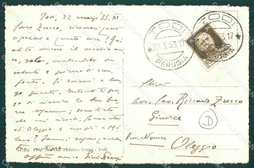 Perugia Todi cartolina QZ3232 – retro