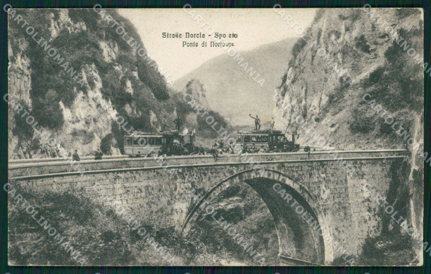 Perugia Norcia Spoleto Ponte di Nortosce Corriera PIEGHINA cartolina QZ3281 – fronte