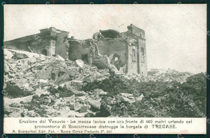 Napoli Vulcano Vesuvio Eruzione Boscotrecase ABRASA cartolina QZ3662 – fronte