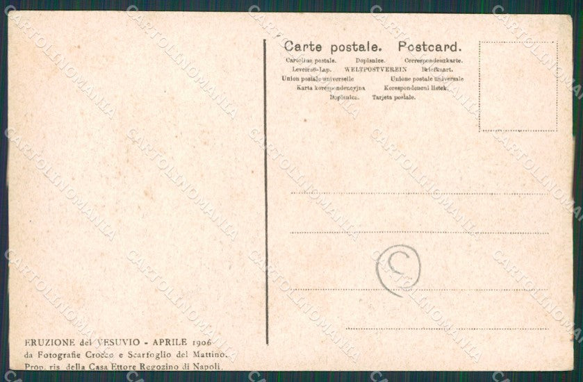 Napoli Vulcano Vesuvio Eruzione Boscotrecase cartolina QZ3665 – retro
