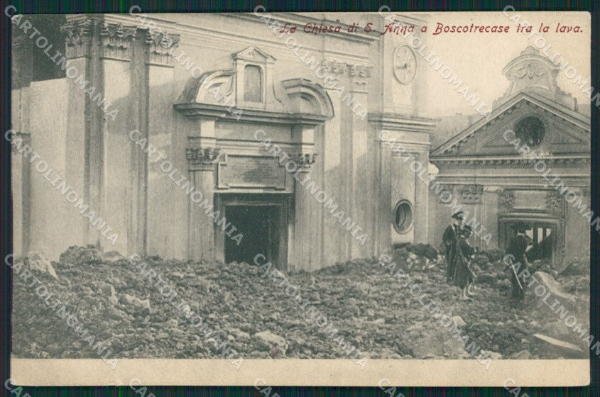 Napoli Vulcano Vesuvio Eruzione Boscotrecase cartolina QZ3669 – fronte