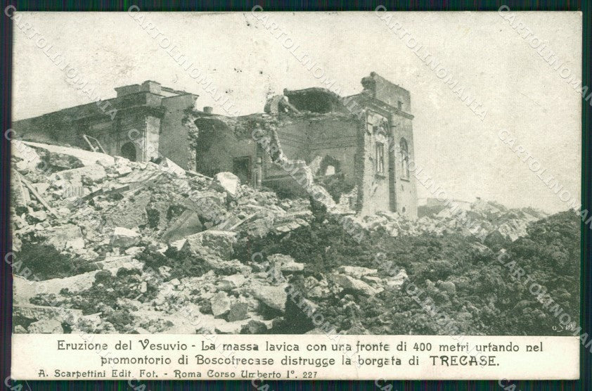 Napoli Vulcano Vesuvio Eruzione Boscotrecase cartolina QZ3671 – fronte