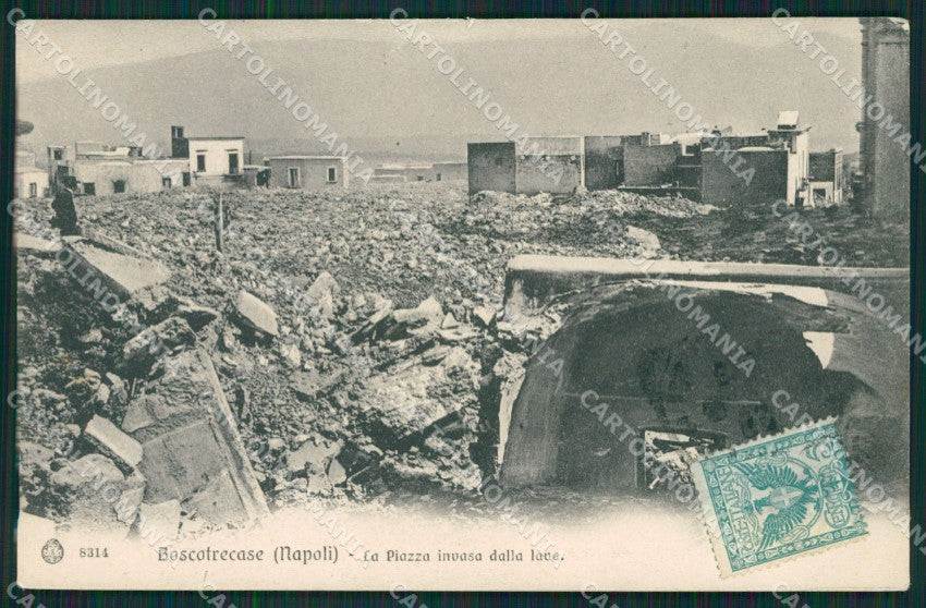 Napoli Vulcano Vesuvio Eruzione Boscotrecase cartolina QZ3678 – fronte