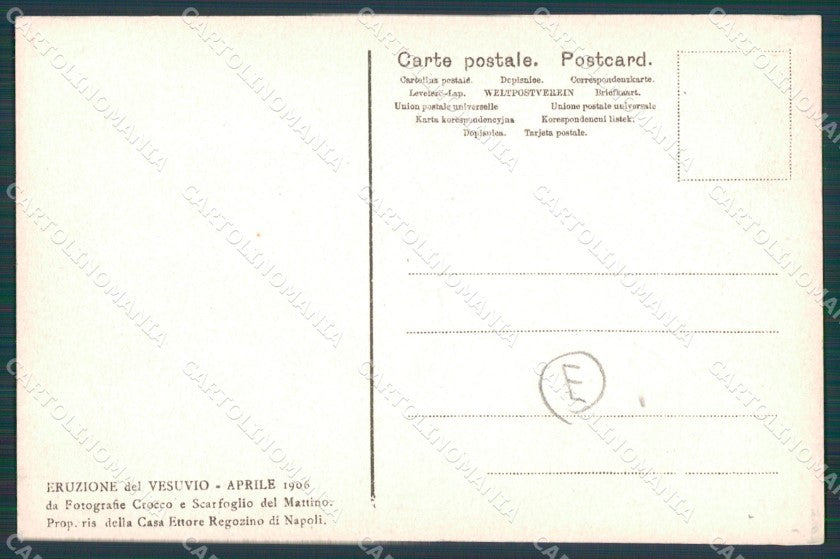 Napoli Vulcano Vesuvio Eruzione Boscotrecase cartolina QZ3680 – retro