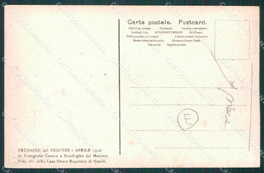 Napoli Vulcano Vesuvio Eruzione Boscotrecase PIEGA cartolina QZ3682 – retro