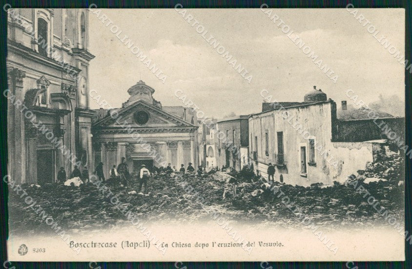 Napoli Vulcano Vesuvio Eruzione Boscotrecase cartolina QZ3688 – fronte