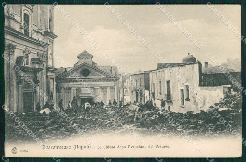 Napoli Vulcano Vesuvio Eruzione Boscotrecase cartolina QZ3689 – fronte