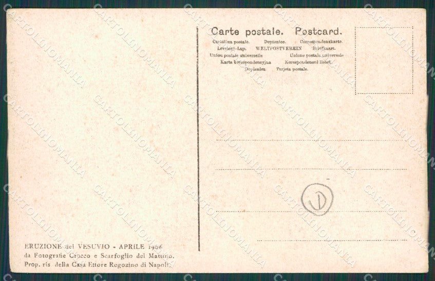 Napoli Vulcano Vesuvio Eruzione Ottaviano cartolina QZ3695 – retro