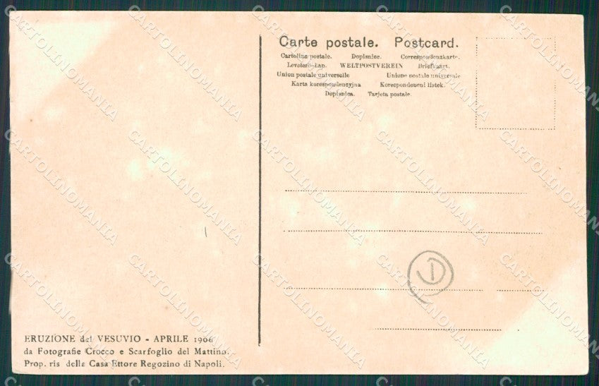 Napoli Vulcano Vesuvio Eruzione Ottaviano cartolina QZ3696 – retro