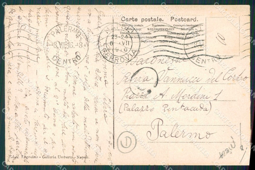 Napoli Vulcano Vesuvio Eruzione Ottaviano PIEGA cartolina QZ3700 – retro