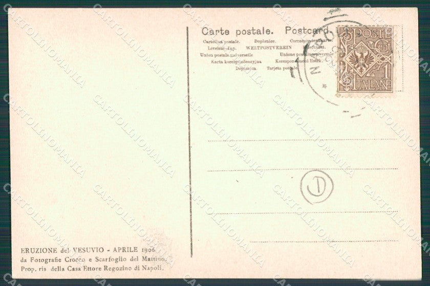 Napoli Vulcano Vesuvio Eruzione Ottaviano cartolina QZ3701 – retro