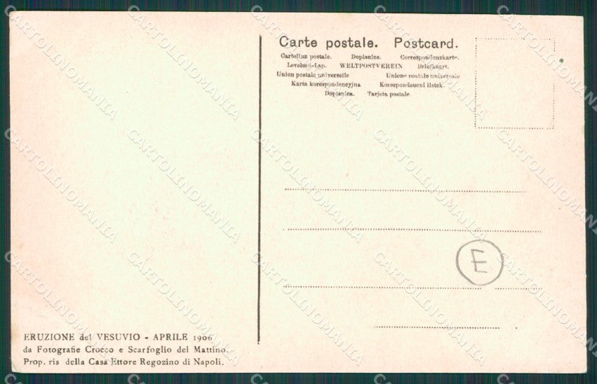 Napoli Vulcano Vesuvio Eruzione Ottaviano cartolina QZ3704 – retro