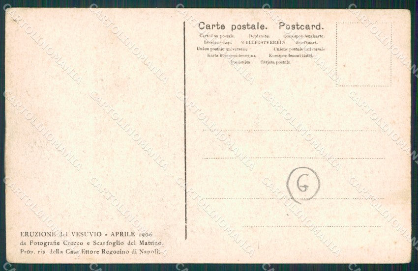 Napoli Vulcano Vesuvio Eruzione Ottaviano Terzigno cartolina QZ3708 – retro