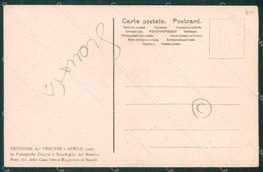 Napoli Vulcano Vesuvio Eruzione San Giuseppe Vesuviano SCOLLATA cartolina QZ3710 – retro