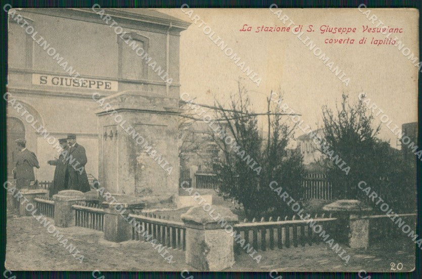 Napoli Vulcano Vesuvio San Giuseppe Vesuviano Stazione PIEGA cartolina QZ3711 – fronte