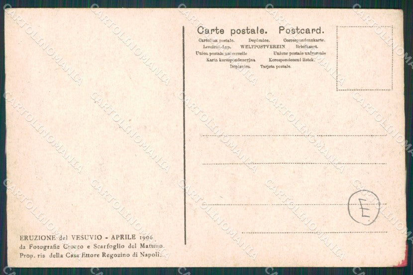 Napoli Vulcano Vesuvio Eruzione cartolina QZ3720 – retro