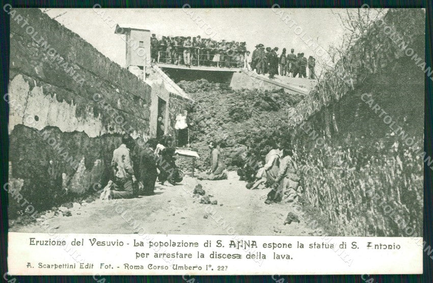 Napoli Vulcano Vesuvio Eruzione Sant'Anna cartolina QZ3724 – fronte