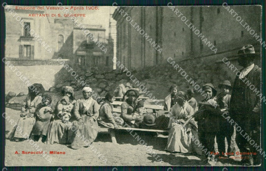 Napoli Vulcano Vesuvio Eruzione San Giuseppe Vesuviano cartolina QZ3725 – fronte