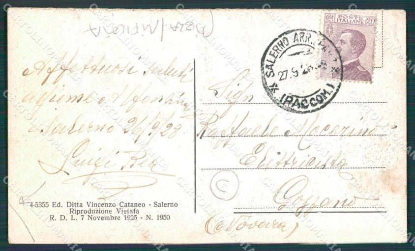Salerno città RIFILATA PIEGA cartolina QZ3736 – retro