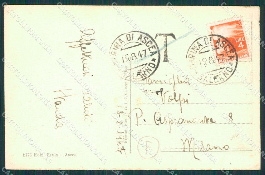 Salerno Marina di Ascea cartolina QZ3833 – retro