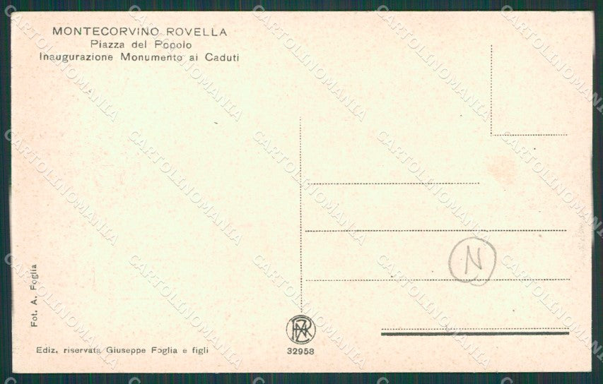 Salerno Montecorvino Rovella Inaugurazione Monumento Caduti cartolina QZ3861 – retro