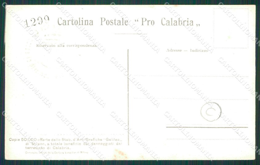 Vibo Valentia Stefanaconi Terremoto delle Calabrie cartolina QZ4223 – retro