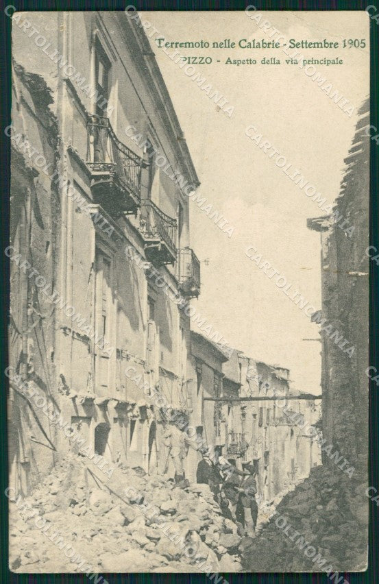 Vibo Valentia Pizzo Terremoto delle Calabrie PIEGA cartolina QZ4271 – fronte