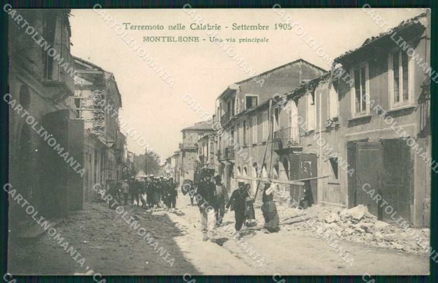 Vibo Valentia Monteleone Terremoto delle Calabrie STRAPPINO cartolina QZ4276 – fronte