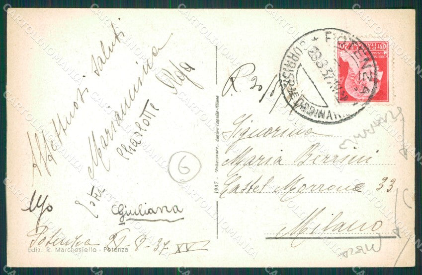 Potenza città STRAPPINO PIEGA cartolina QZ4360 – retro