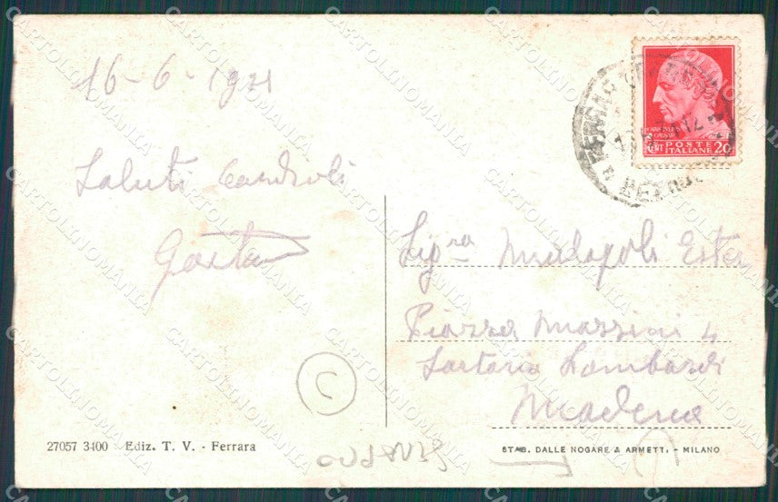 Ferrara città STRAPPO cartolina QZ4368 – retro