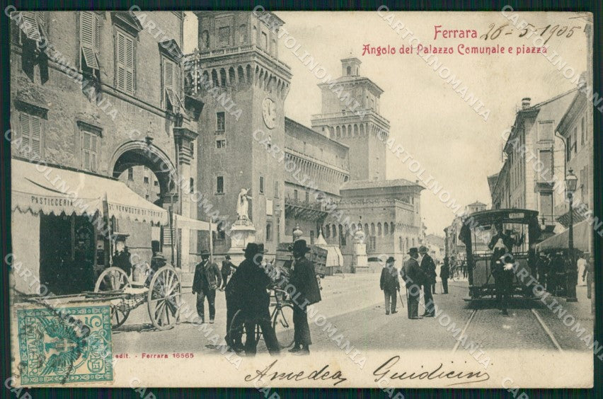 Ferrara città Tram ABRASA PIEGA cartolina QZ4478 – fronte