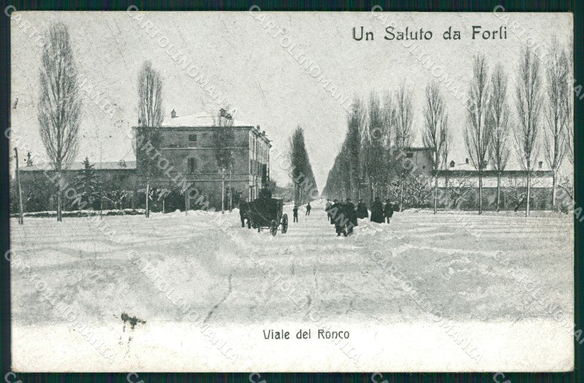 Forlì città Nevicata PIEGA cartolina QZ4539 – fronte