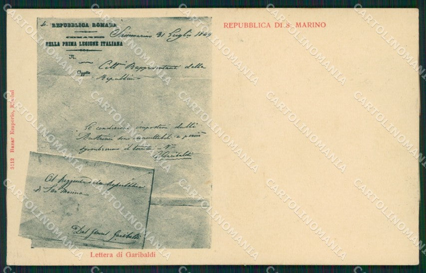 San Marino Garibaldi cartolina QZ4697 – fronte