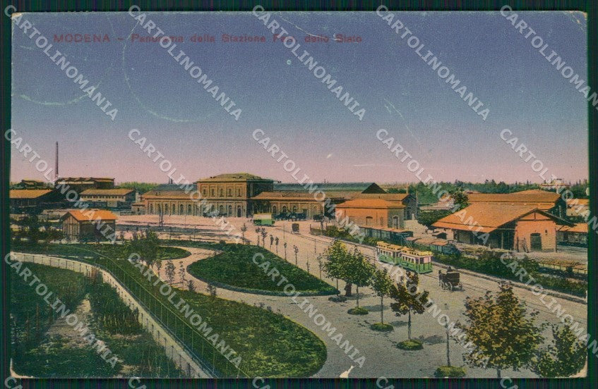 Modena città Stazione PIEGHINE cartolina QZ4713 – fronte