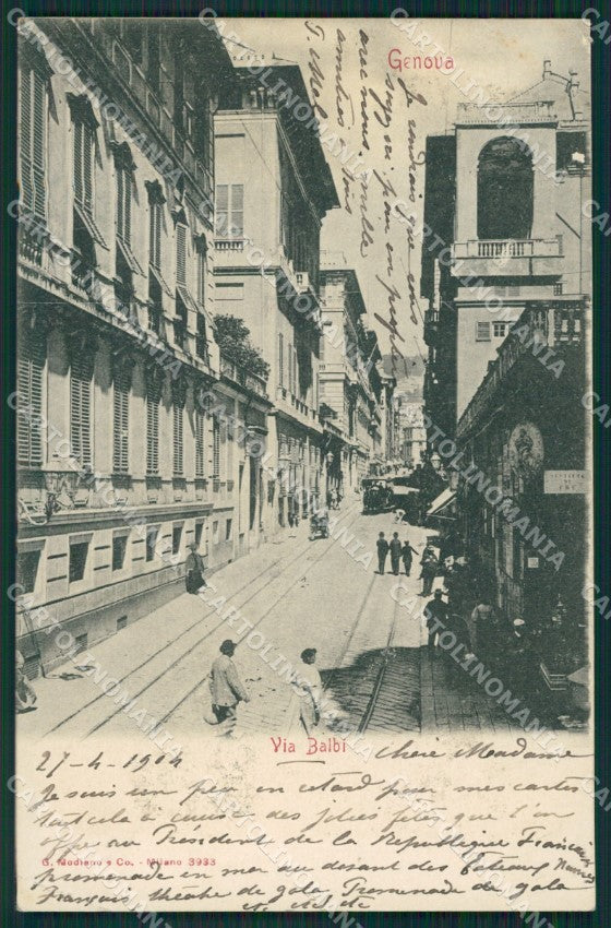 Genova Città Via Balbi PIEGHINA cartolina QZ5008 – fronte