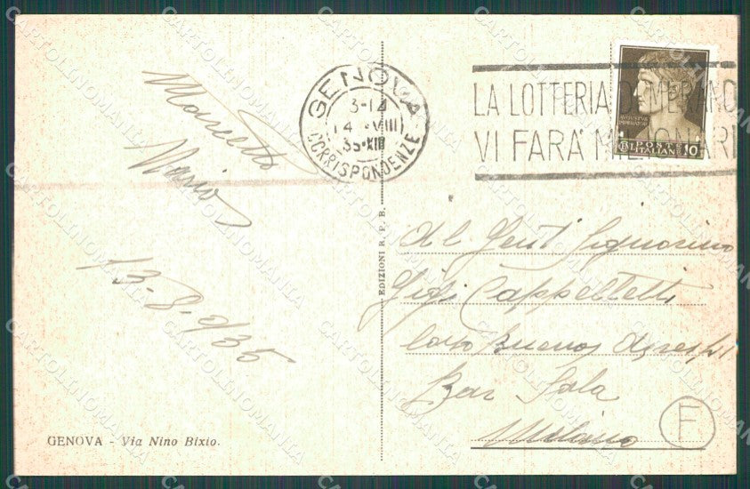 Genova Città Via Nino Bixio Tram cartolina QZ5015 – retro