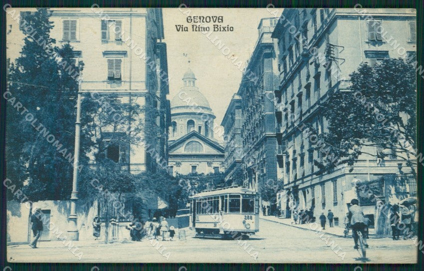 Genova Città Via Nino Bixio Tram cartolina QZ5016 – fronte