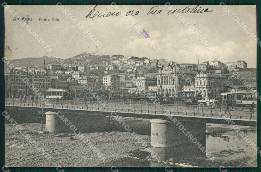 Genova Città Ponte Pila Tram Carrozze cartolina QZ5017 – fronte