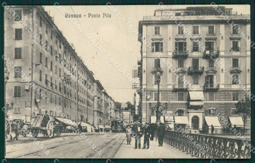 Genova Città Ponte Pila Tram Carretto cartolina QZ5021 – fronte