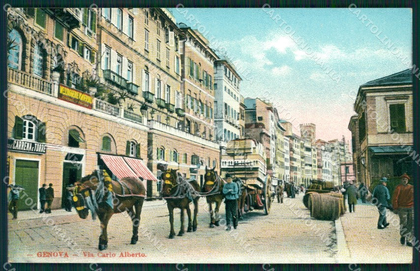 Genova Città Via Carlo Alberto Carretto Cavalli cartolina QZ5043 – fronte