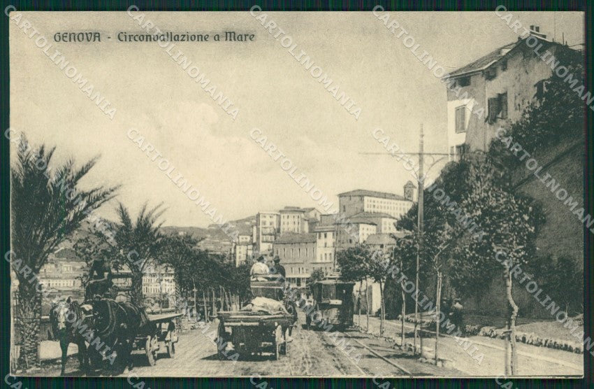 Genova Città Circonvallazione a Mare Tram Carretti ABRASA cartolina QZ5071 – fronte