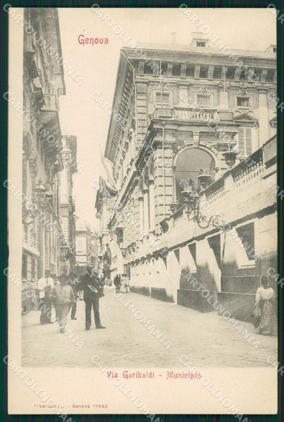 Genova Città Via Garibaldi Municpio TRACCE UMIDO cartolina QZ5122 – fronte